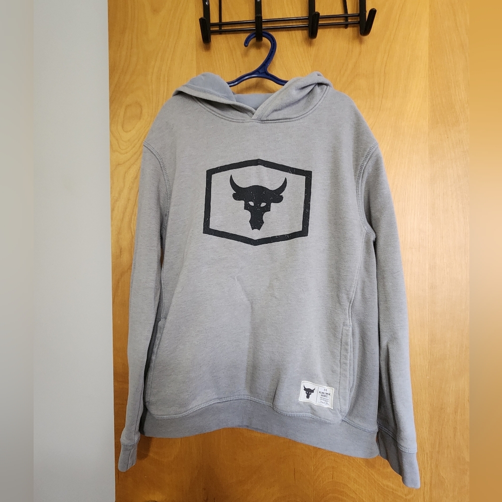 Boys Underarmor The Rock Grey Hoodie Youth Large